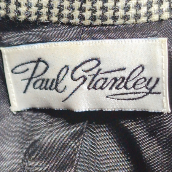 Paul Stanley Sz 12 Black and White Checkered Blazer Wool Blend - Picture 5 of 6